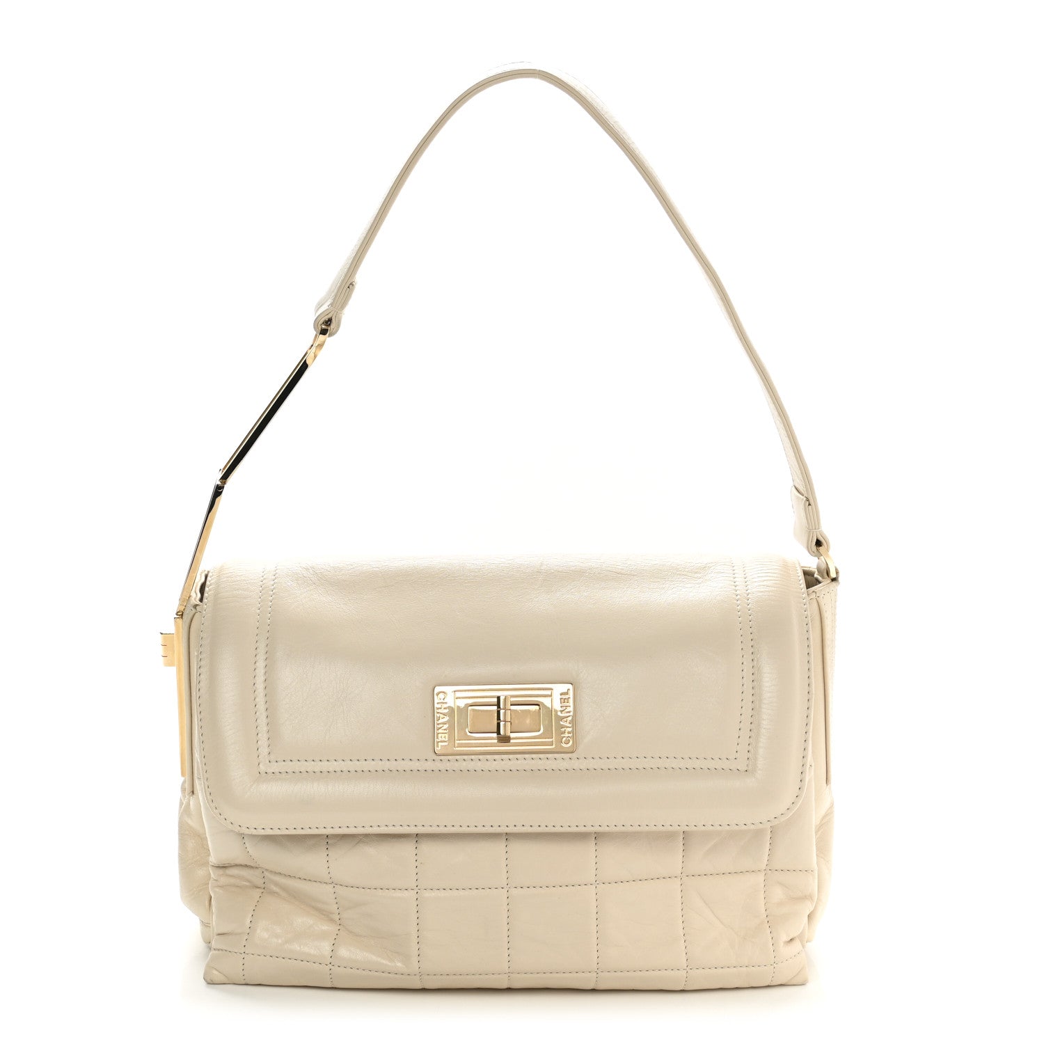 Chanel Lambskin Chocolate Bar Shoulder Bag White 1 of 13