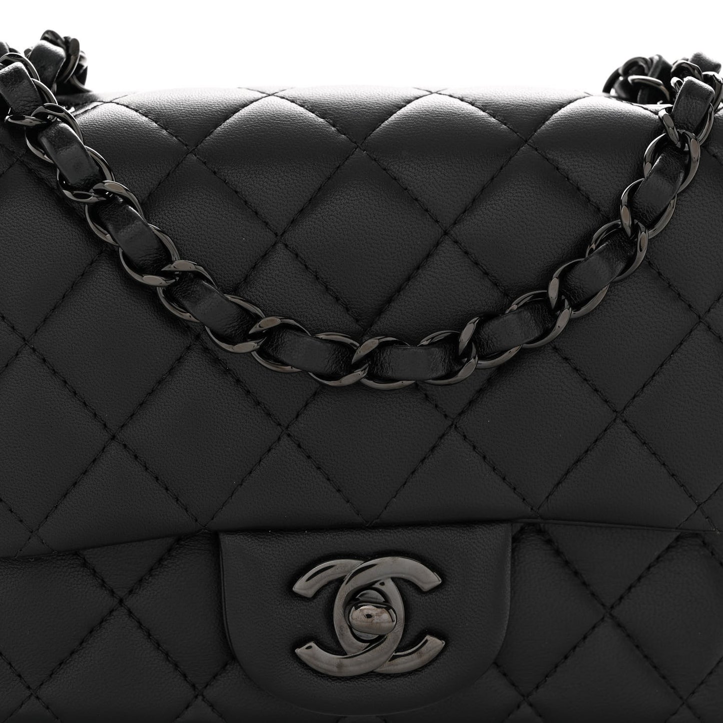 Lambskin Quilted Mini Square Flap So Black