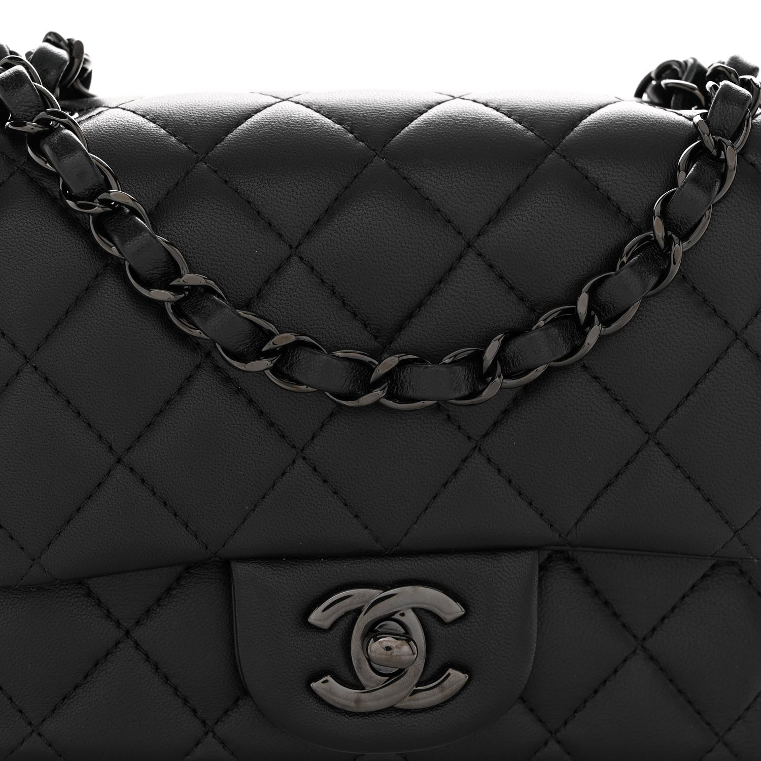 Chanel Lambskin Quilted Mini Square Flap So Black 8 of 10