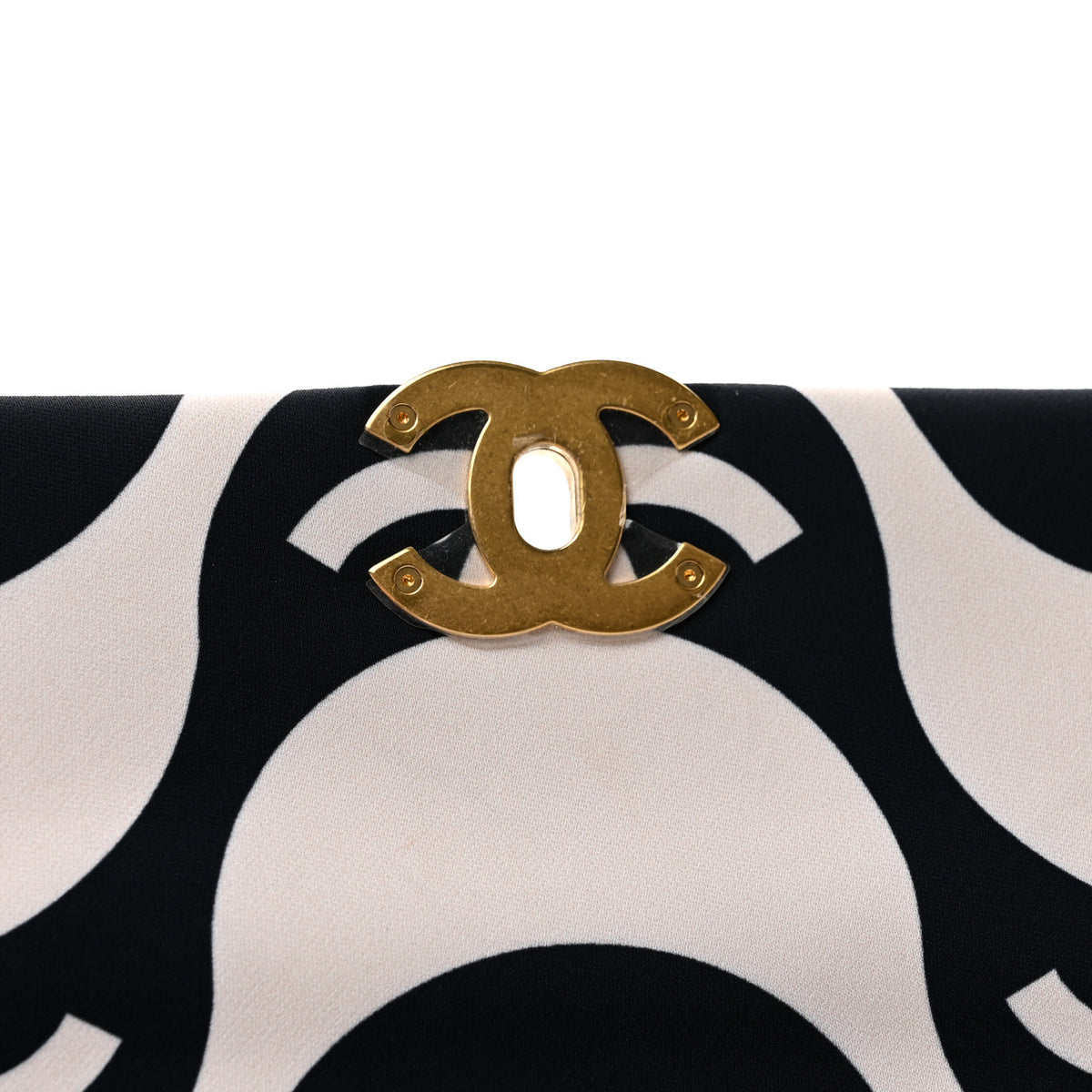 Fabric Printed Large Chanel 19 Flap Black Ecru