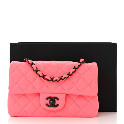 Chanel Lambskin Quilted Mini Rectangular Flap Coral Pink 11 of 11