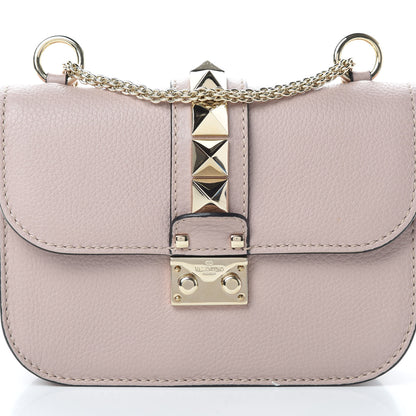 Valentino Garavani Pebbled Calfskin Small Glam Lock Rockstud Flap Poudre 8 of 10