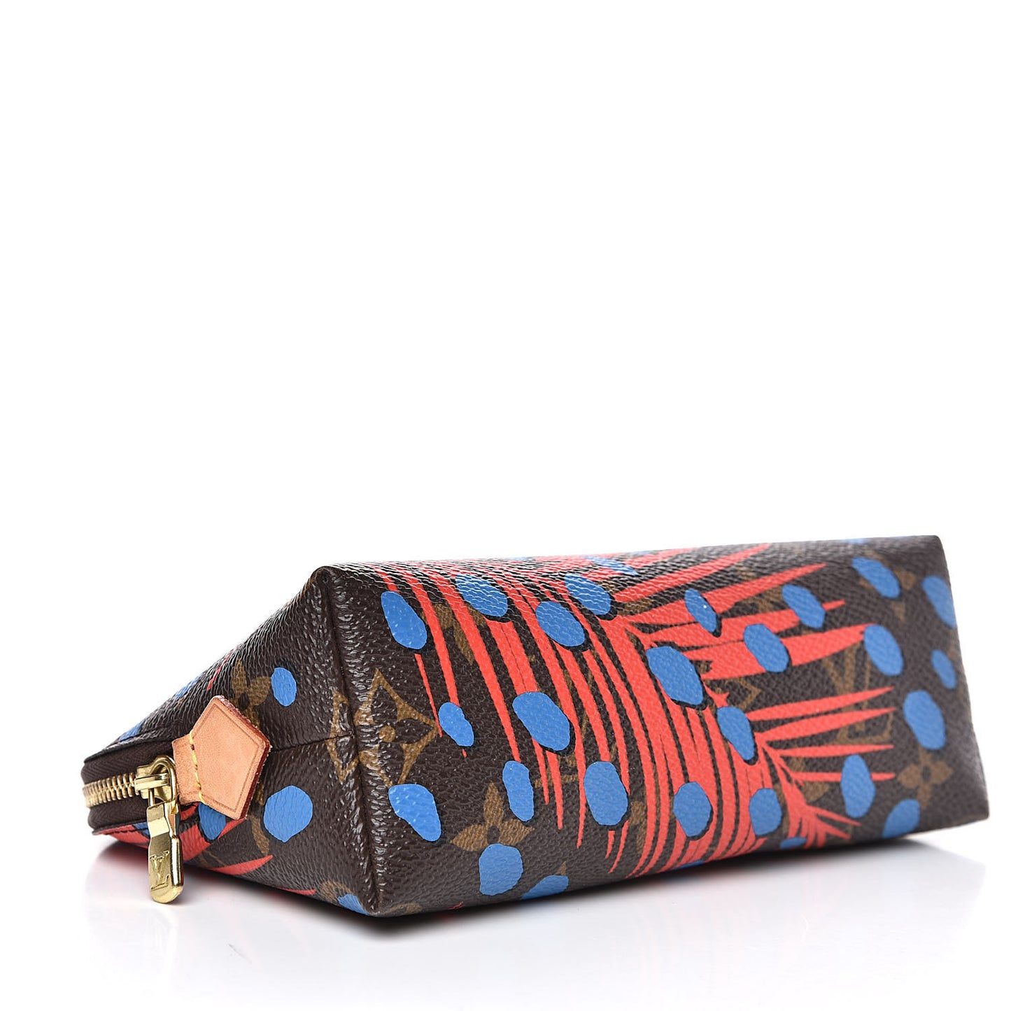 Monogram Jungle Dots Cosmetic Pouch Coquelicot Denim