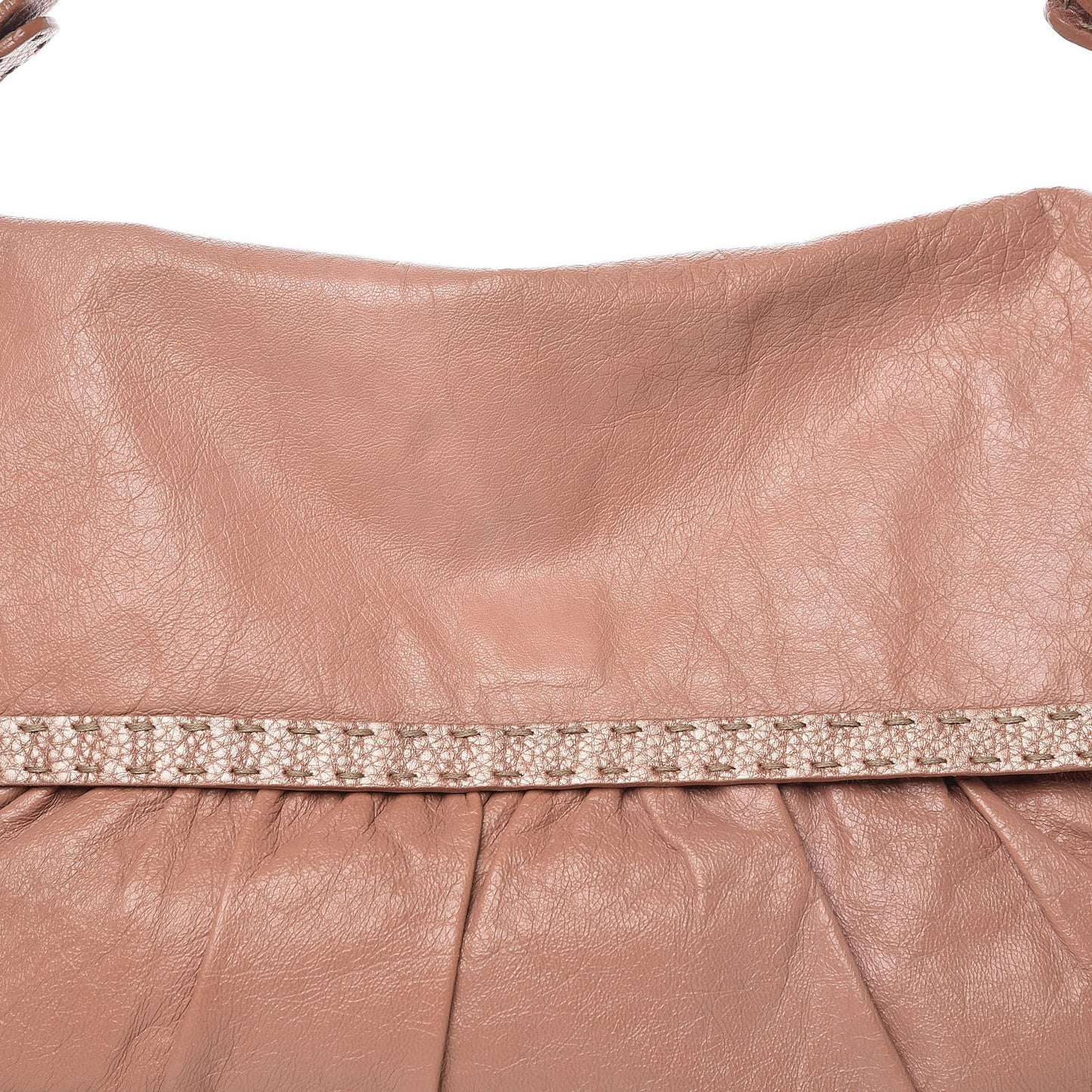 Lambskin Calfskin Romano Selleria Large Chef Shoulder Bag Pink