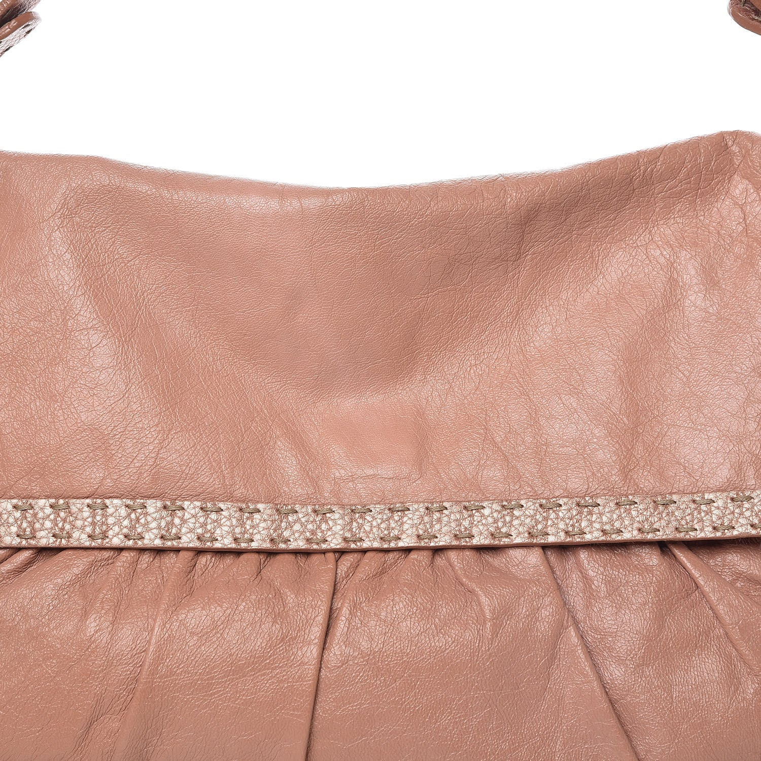 Fendi Lambskin Calfskin Romano Selleria Large Chef Shoulder Bag Pink 10 of 13