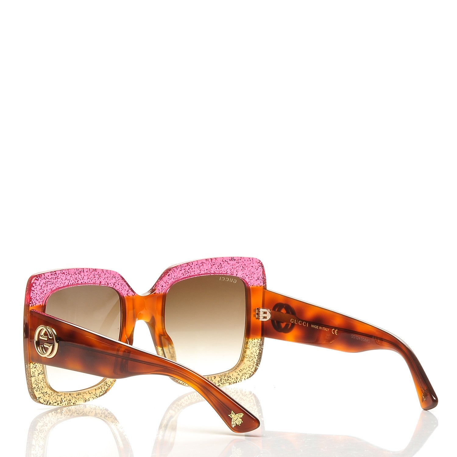 Gucci Square Frame GG0083S Sunglasses Glitter Pink Multi 7 of 7