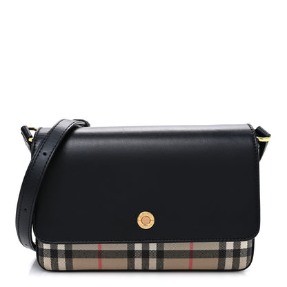 Burberry Calfskin Vintage Check New Hampshire Bag Black 1 of 11