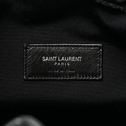 Saint Laurent Calfskin Snakeskin Embossed Small Rider Bucket Bag Black 5 of 8