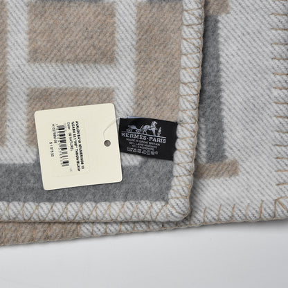 Hermes Wool Cashmere Avalon Bayadere Throw Blanket Natural 4 of 4