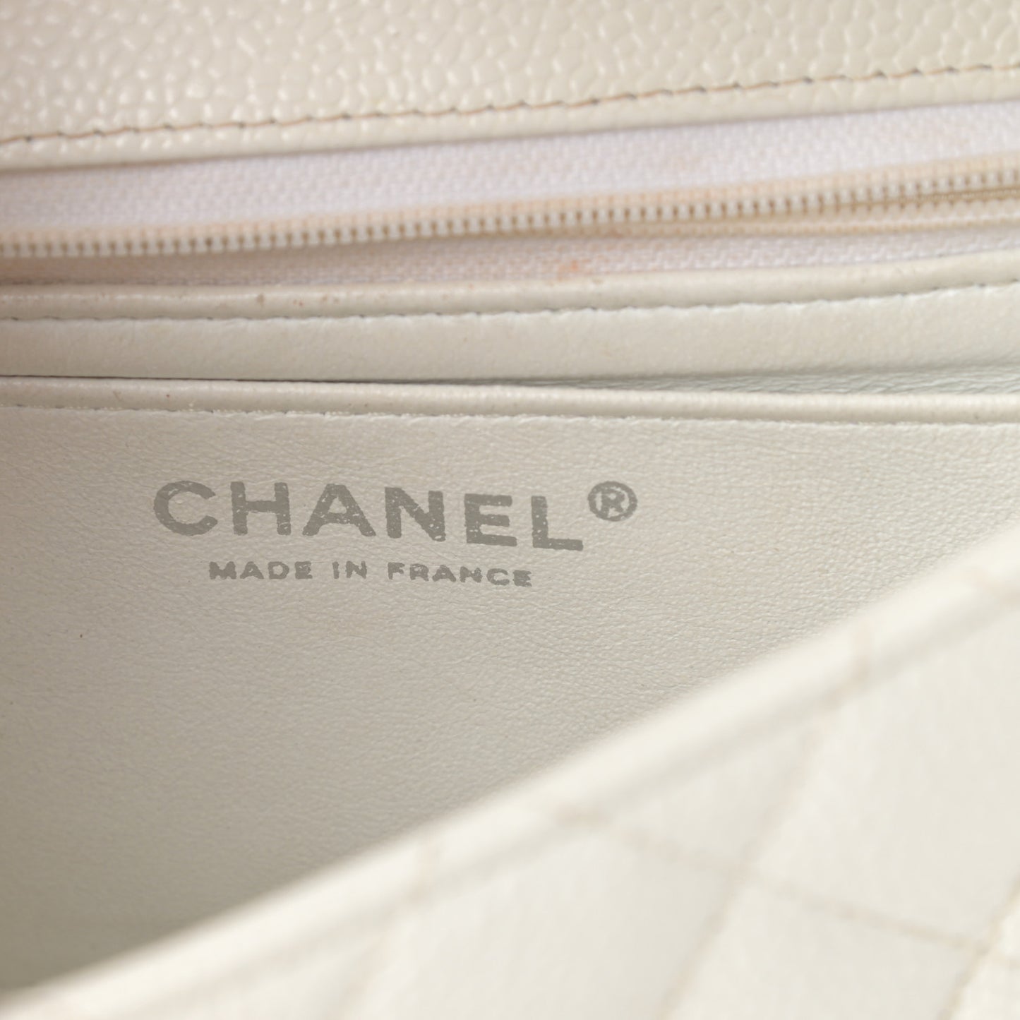 Caviar Quilted Mini Square Flap White