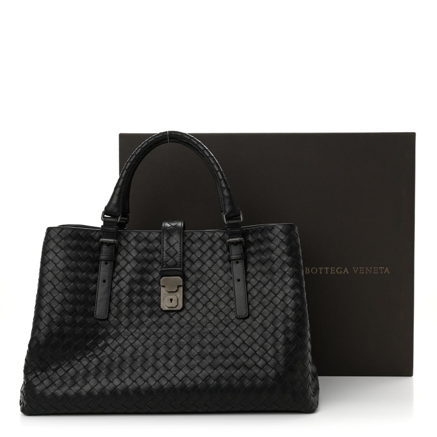 Nappa Intrecciato Medium Roma Tote Black
