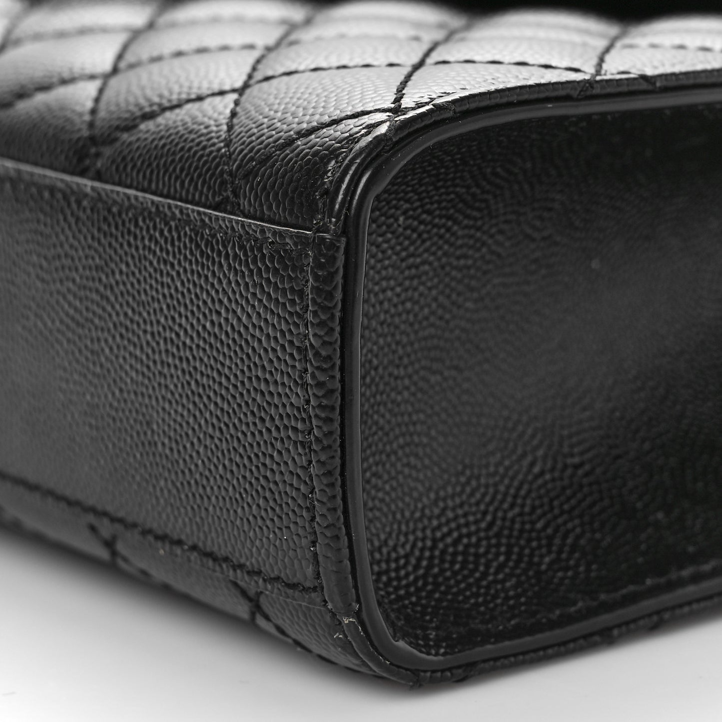 Grain De Poudre Textured Mixed Matelasse Triquilt Medium Monogram Satchel Black