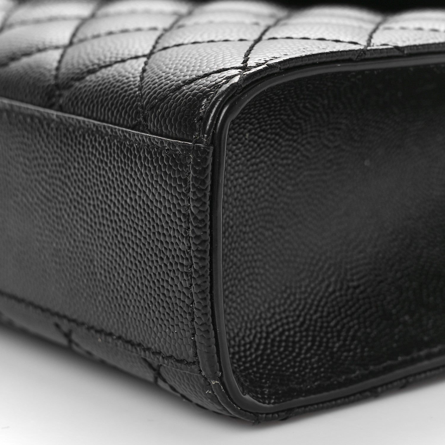 Saint Laurent Grain De Poudre Textured Mixed Matelasse Triquilt Medium Monogram Satchel Black 9 of 9