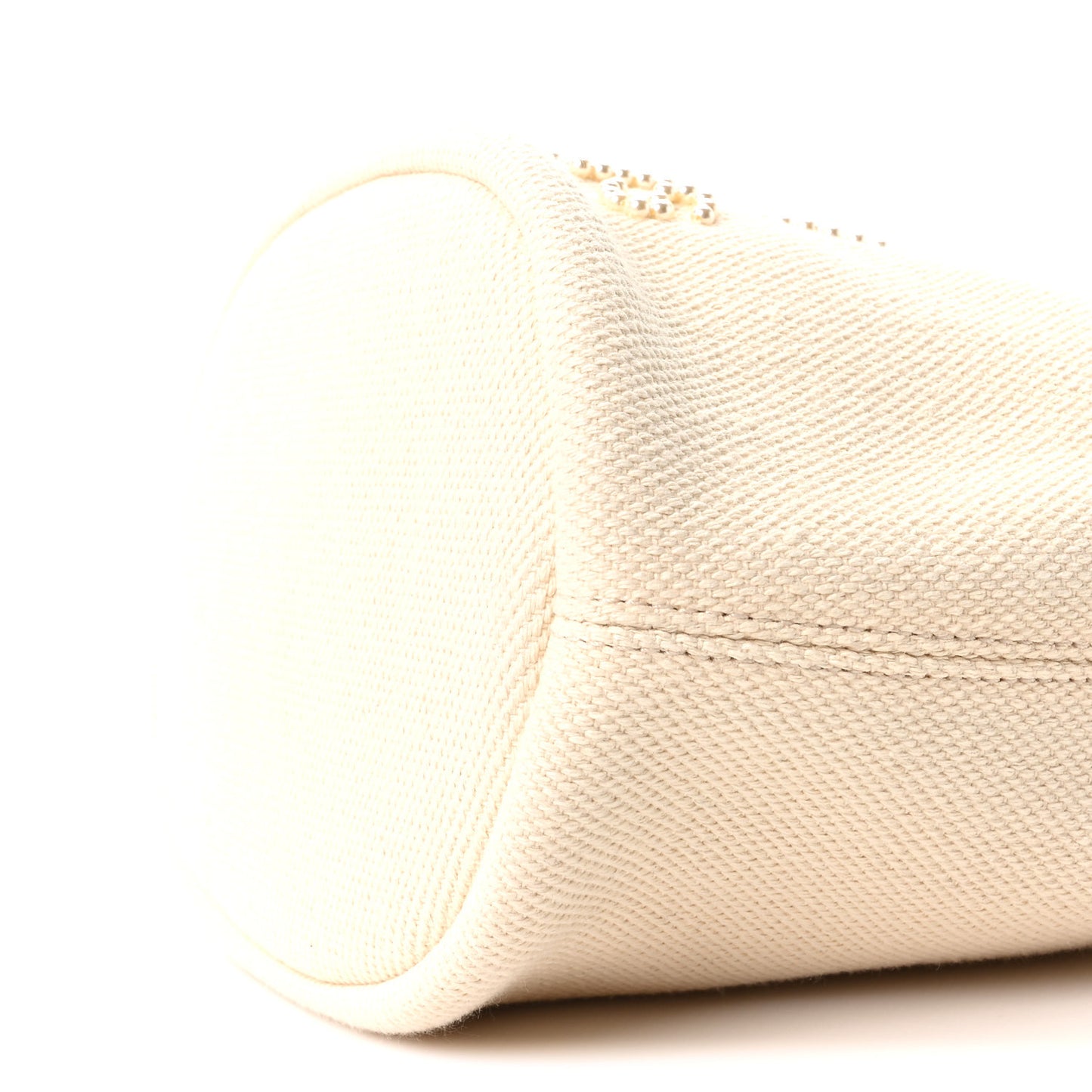 Canvas Pearl Deauville Drawstring Bucket Bag Ecru Beige