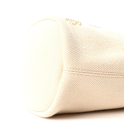 Chanel Canvas Pearl Deauville Drawstring Bucket Bag Ecru Beige 10 of 10