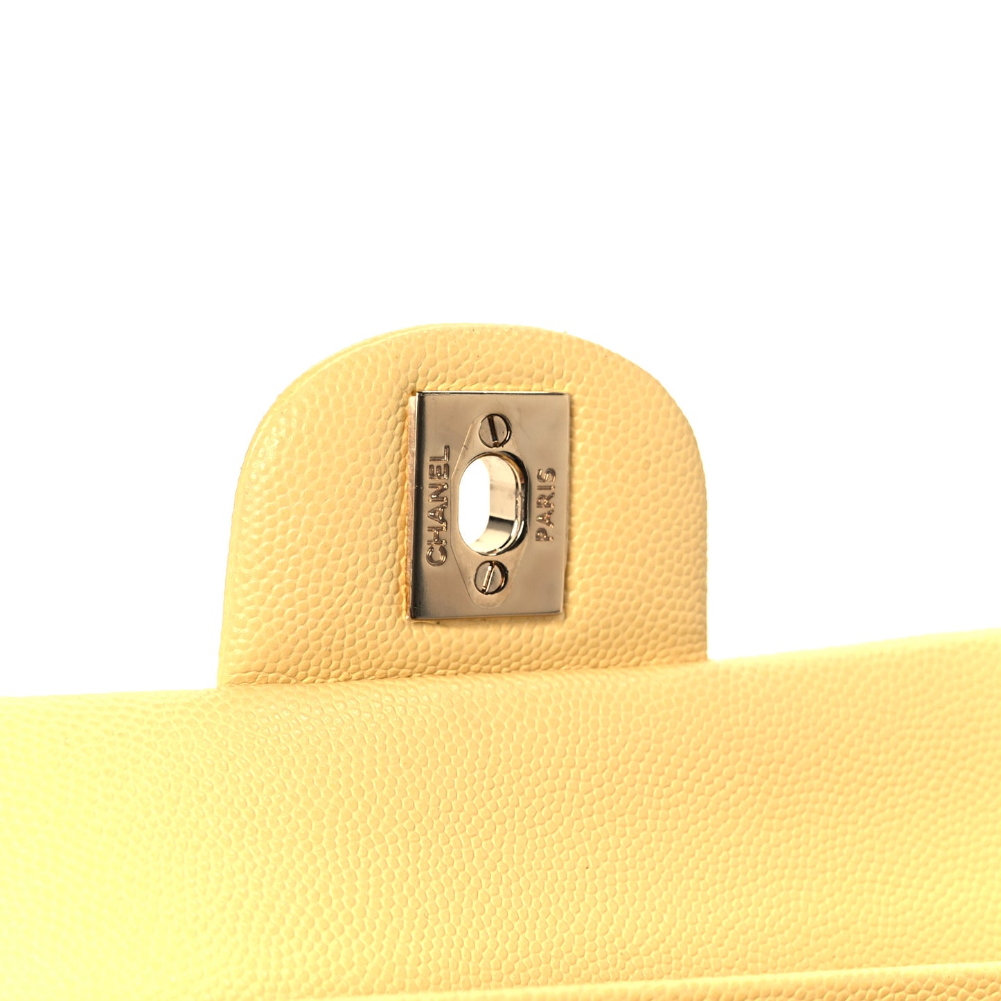 Caviar Quilted Small Double Flap Light Yellow