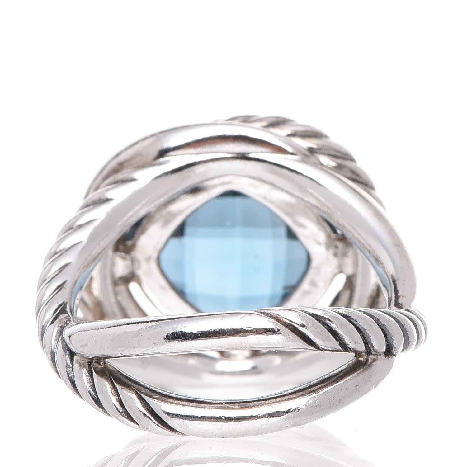 David Yurman Sterling Silver Hampton Blue Topaz 11mm Infinity Ring 52 6 3 of 5