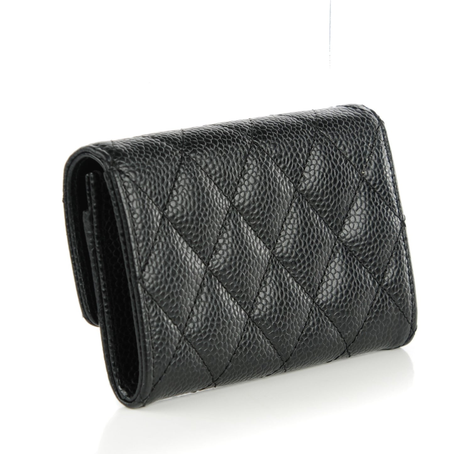 Caviar Quilted Card Holder Black