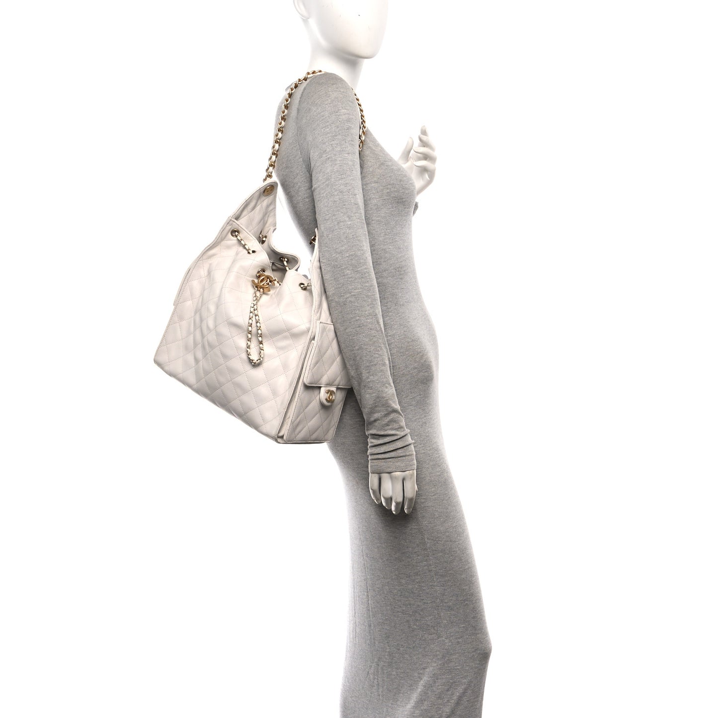 Caviar Quilted Medium Chanel 25 Handbag White