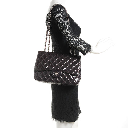 Chanel Patent Quilted Jumbo Single Flap Dark Purple 2 of 8