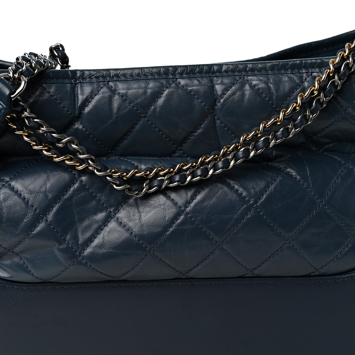 Aged Calfskin Quilted Medium Gabrielle Hobo Blue