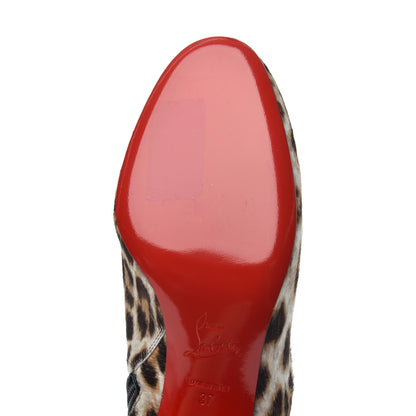 Christian Louboutin Pony Hair Leopard Turela 55 Ankle Boots 37 Black White 13 of 14
