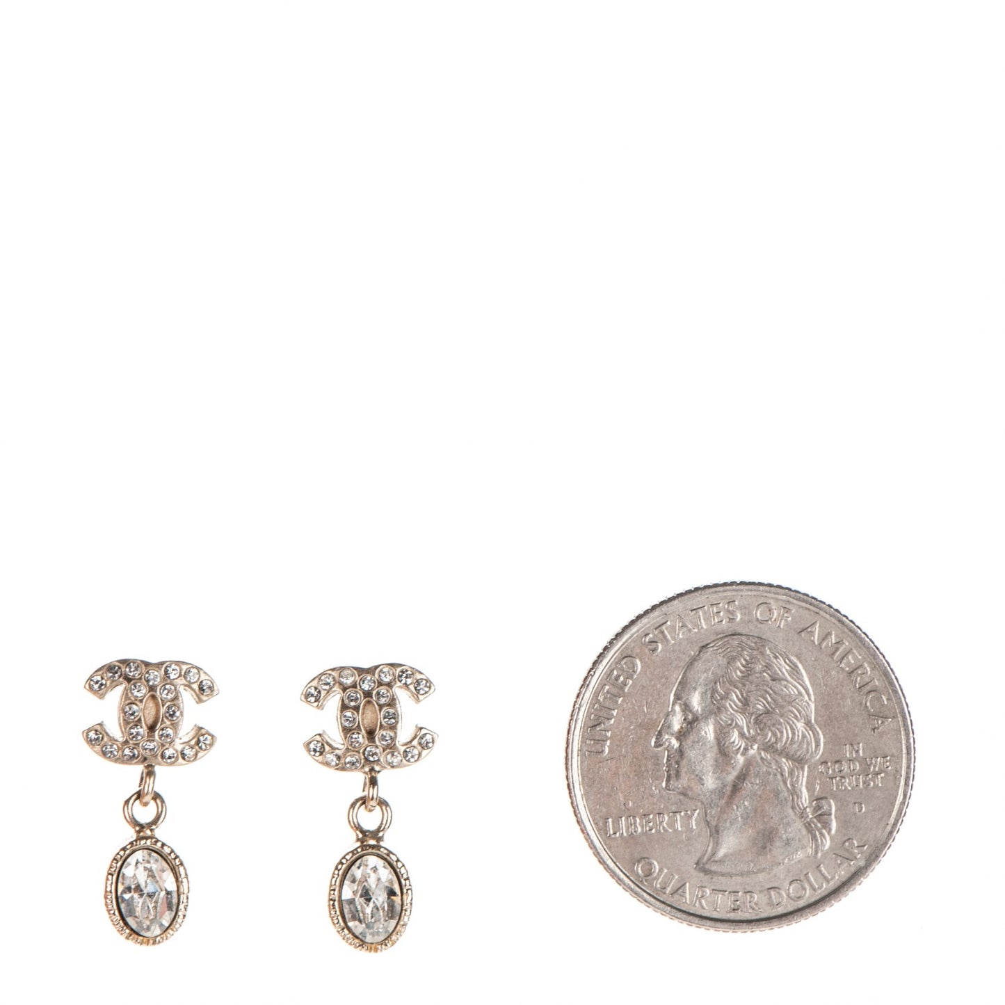 Crystal CC Drop Earrings Gold