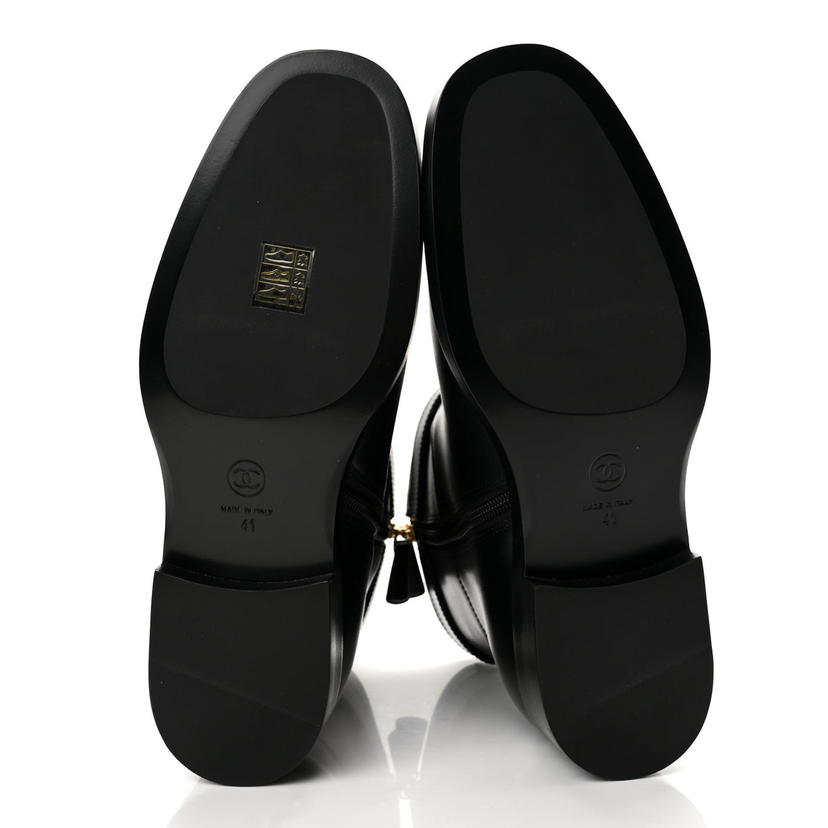 Calfskin CC Buckle Ankle Boots 41 Black