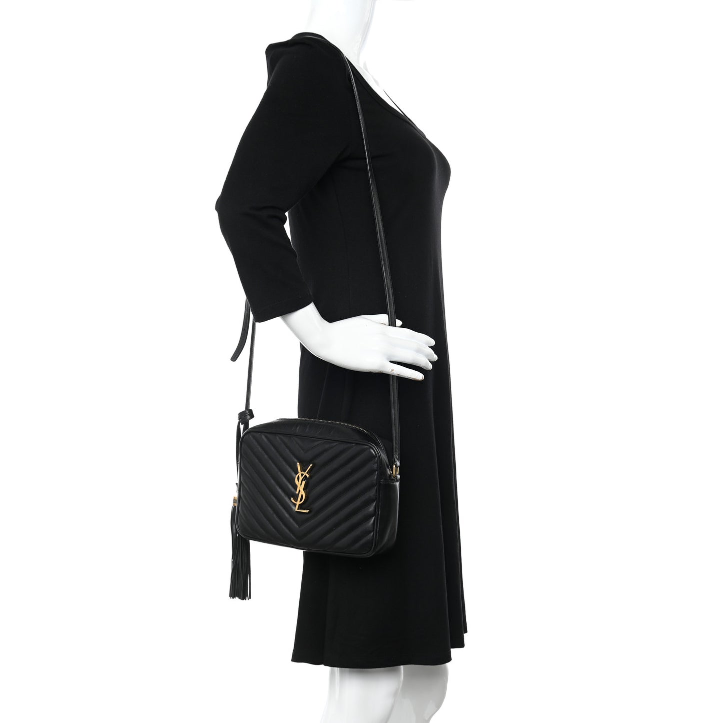 Calfskin Matelasse Monogram Lou Camera Bag Black