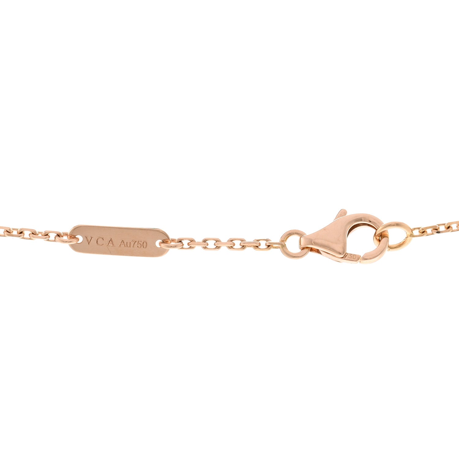 Van Cleef & Arpels 18K Rose Gold Diamond Pink Porcelain Vintage Alhambra Pendant Necklace 4 of 5