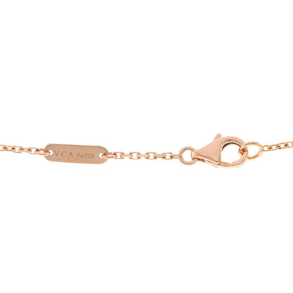 Van Cleef & Arpels 18K Rose Gold Diamond Pink Porcelain Vintage Alhambra Pendant Necklace 4 of 5