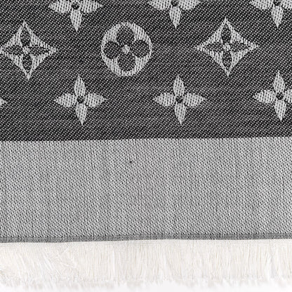 Louis Vuitton Wool Silk Monogram Denim Shawl Black 6 of 8