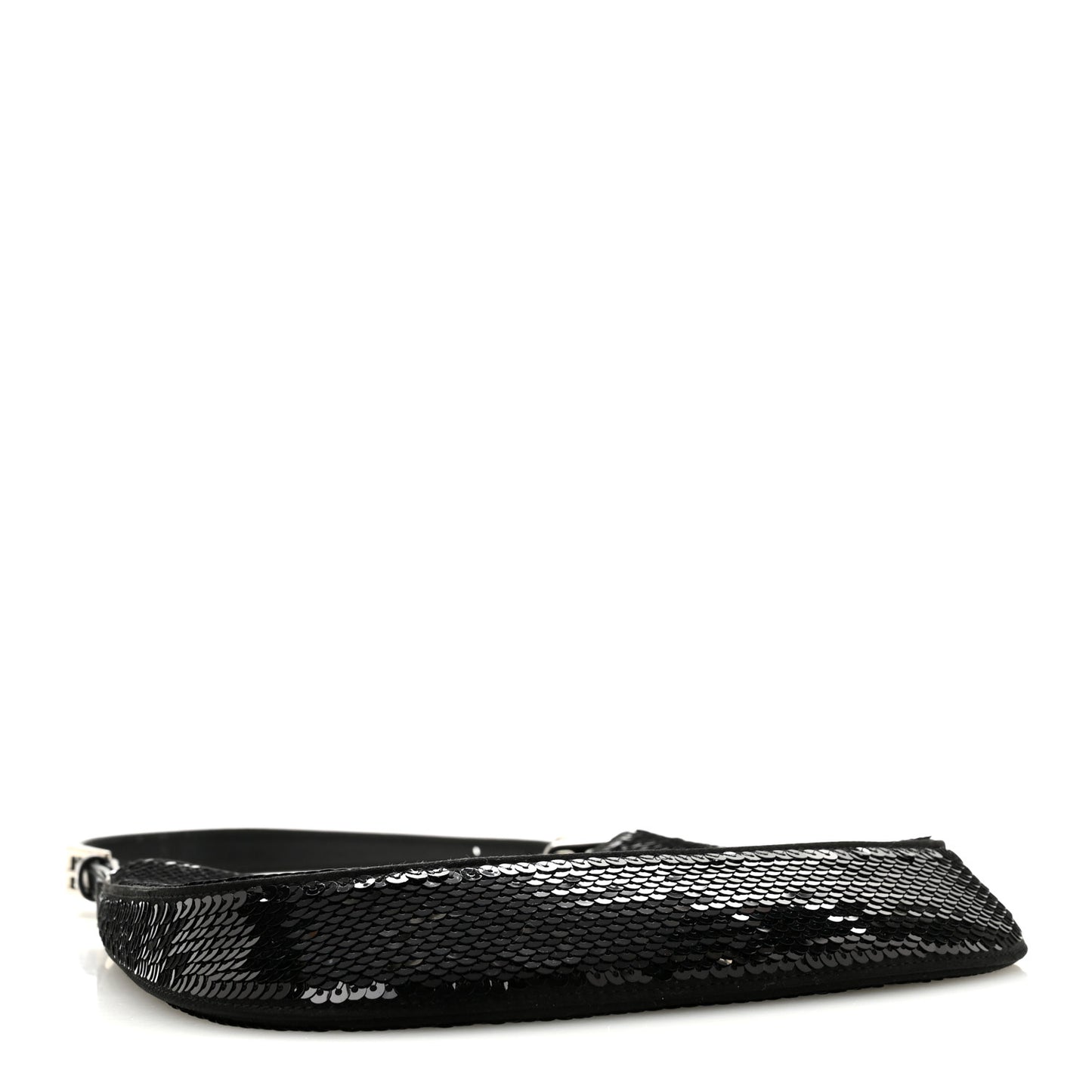 Paillettes Sequin Logo Cleo Adjustable Strap Shoulder Bag Black White