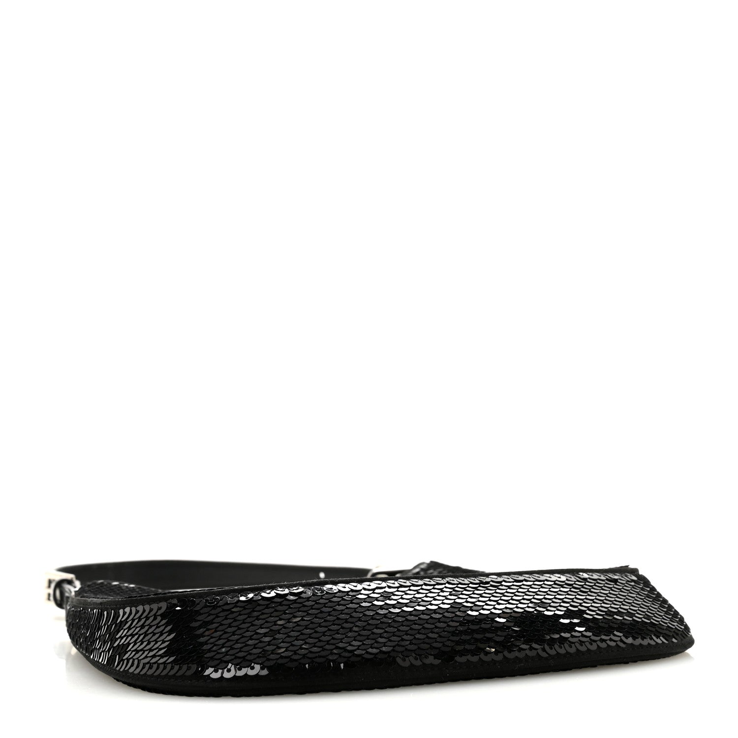 Prada Paillettes Sequin Logo Cleo Adjustable Strap Shoulder Bag Black White 4 of 10