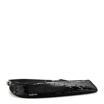 Prada Paillettes Sequin Logo Cleo Adjustable Strap Shoulder Bag Black White 4 of 10