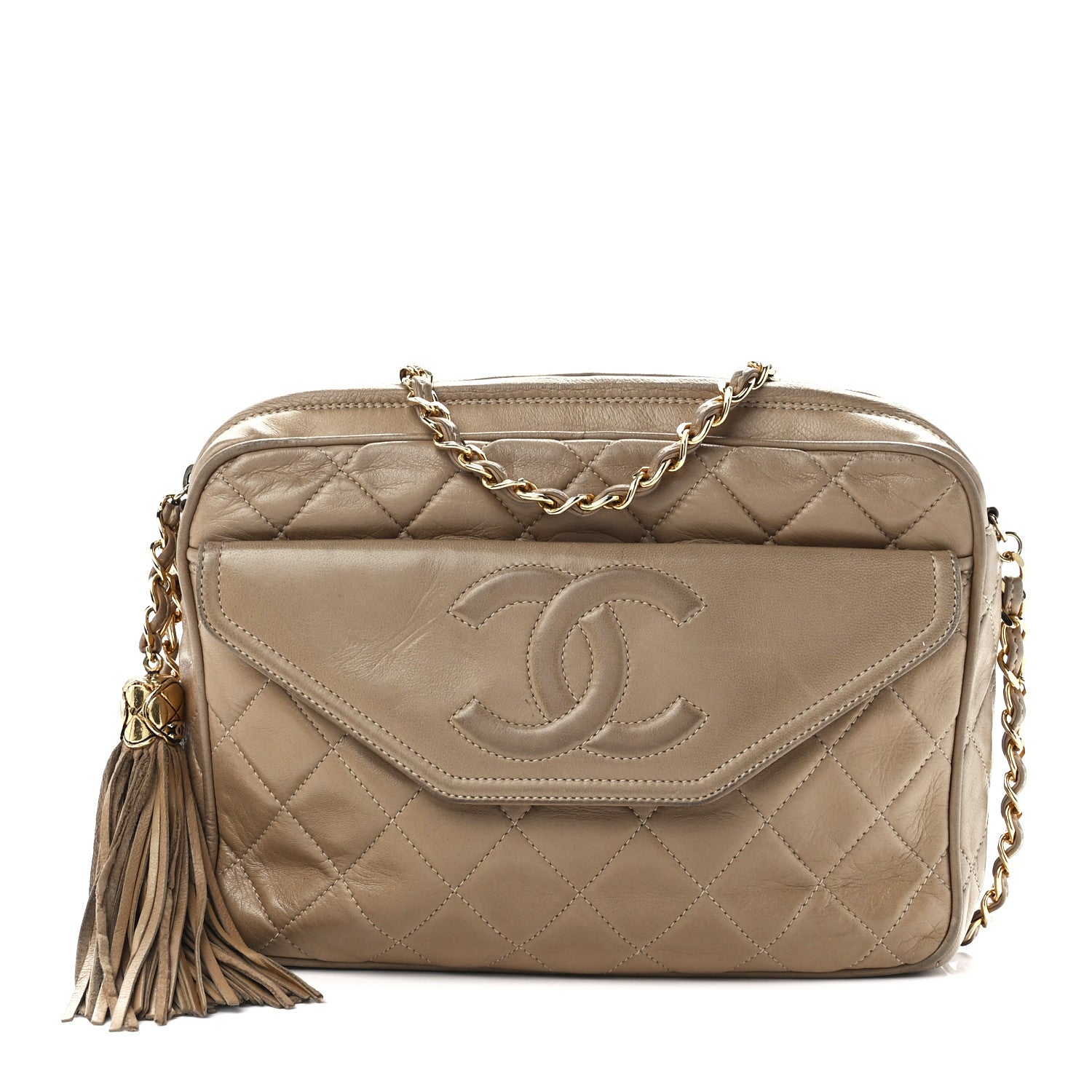 Chanel Lambskin Quilted Tassel Camera Case Beige 1 of 12