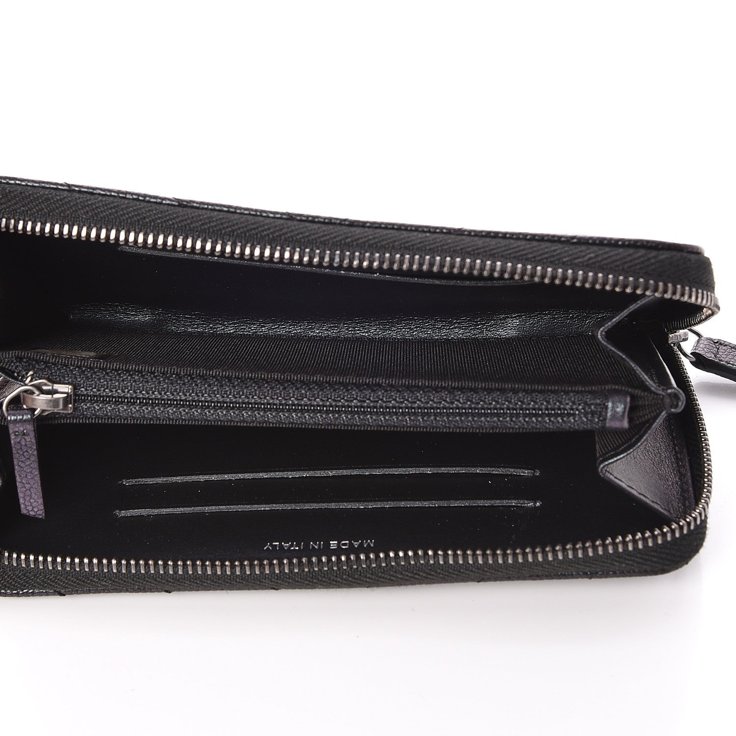 Chanel Iridescent Caviar Chevron Quilted Medium Zip Around Wallet Black 5 of 9