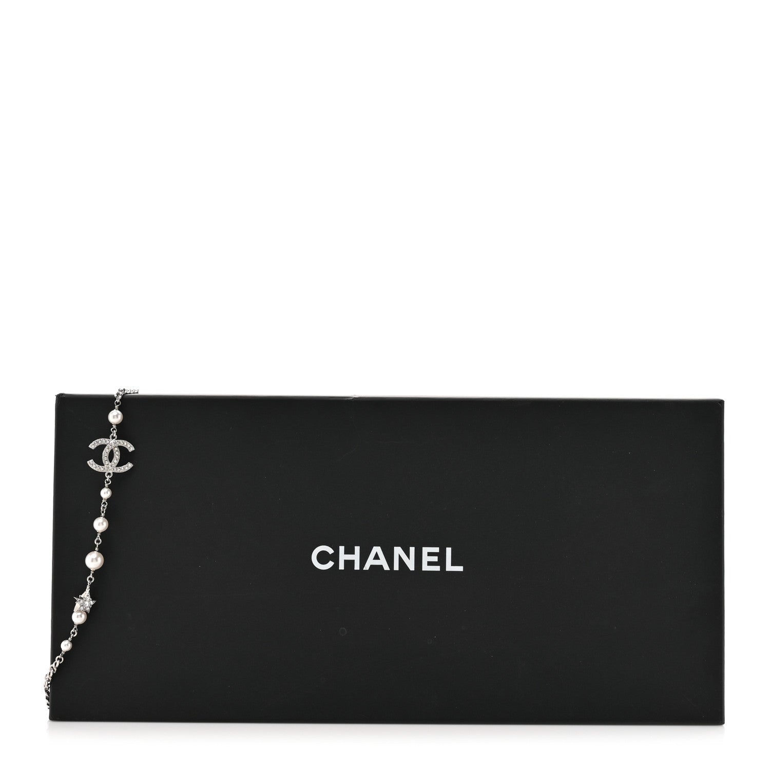Chanel Pearl Crystal CC Starfall Necklace Silver 5 of 5