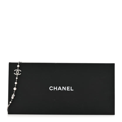 Chanel Pearl Crystal CC Starfall Necklace Silver 5 of 5