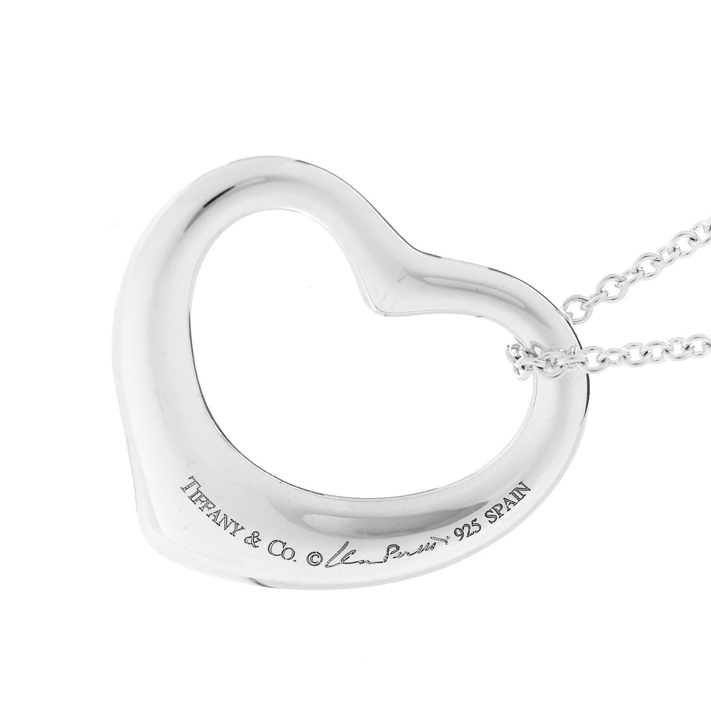 Sterling Silver 27mm Elsa Peretti Open Heart Pendant Necklace