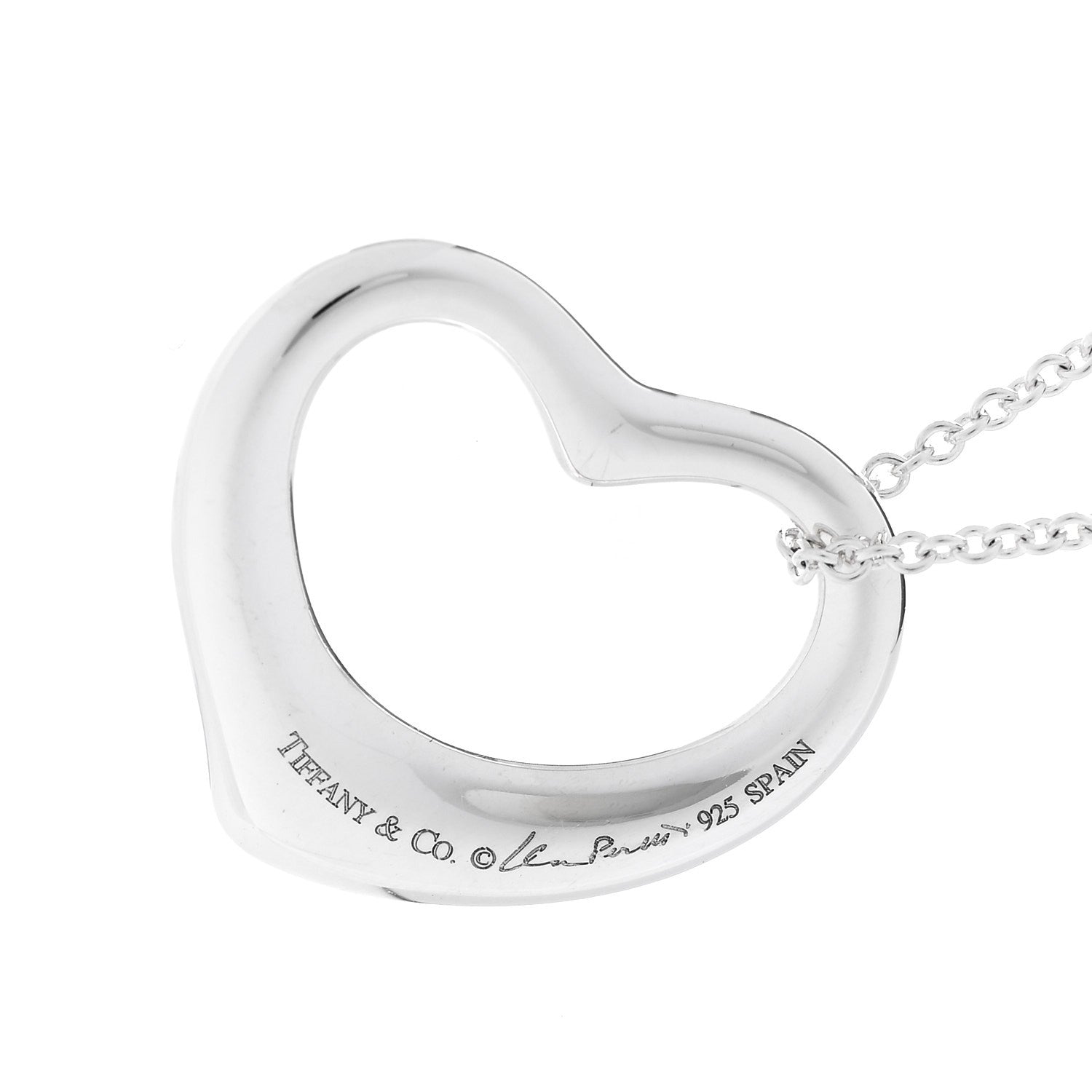 Tiffany Sterling Silver 27mm Elsa Peretti Open Heart Pendant Necklace 6 of 6