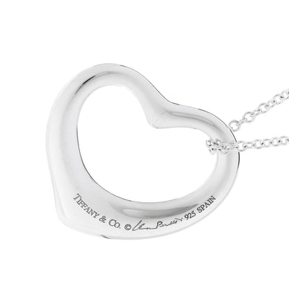 Tiffany Sterling Silver 27mm Elsa Peretti Open Heart Pendant Necklace 6 of 6