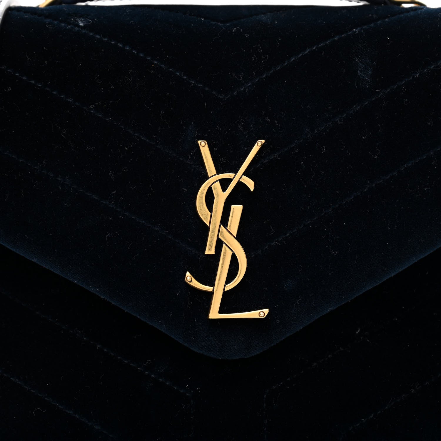Saint Laurent Velvet Y Quilted Monogram Small Loulou Chain Satchel Medium Blue 8 of 14