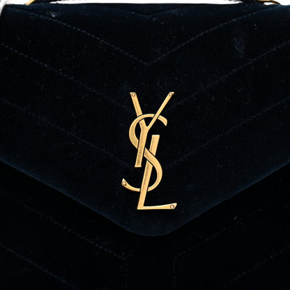 Saint Laurent Velvet Y Quilted Monogram Small Loulou Chain Satchel Medium Blue 8 of 14