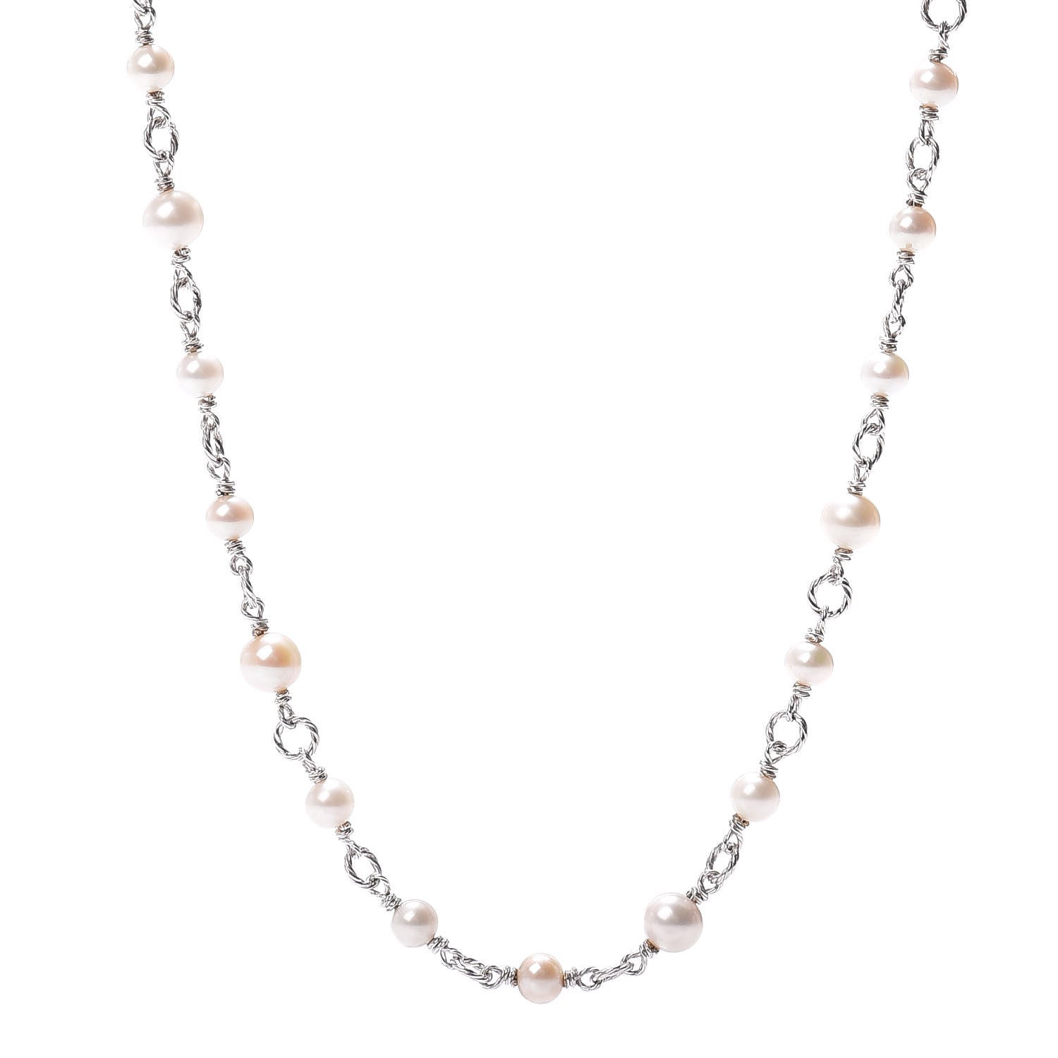 David Yurman Sterling Silver Pearl Bijoux Chain Necklace 40" 1 of 4