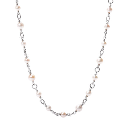 David Yurman Sterling Silver Pearl Bijoux Chain Necklace 40" 1 of 4