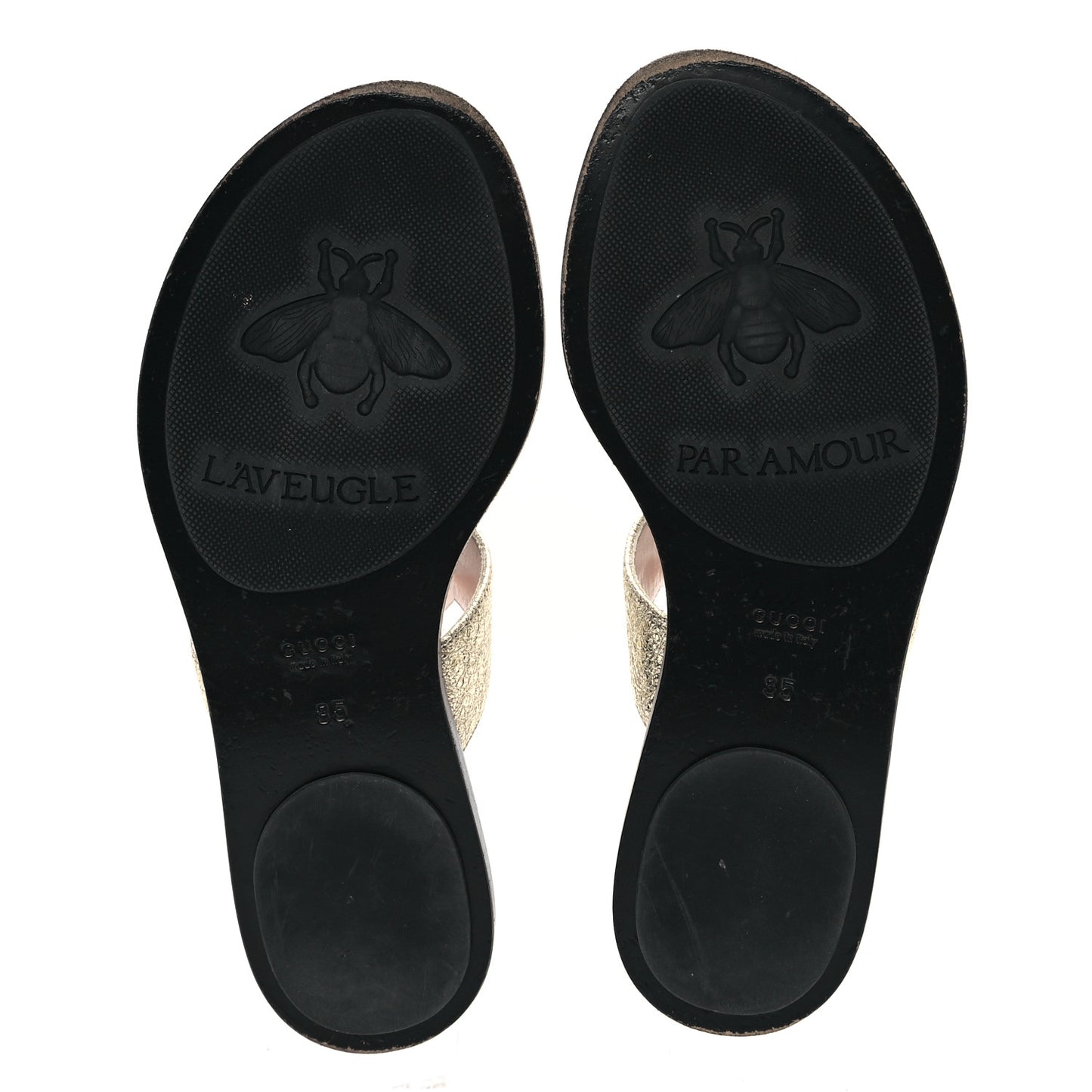 Nappa Silk Galassia GG Marmont Thong Flat Sandals 35 Platino