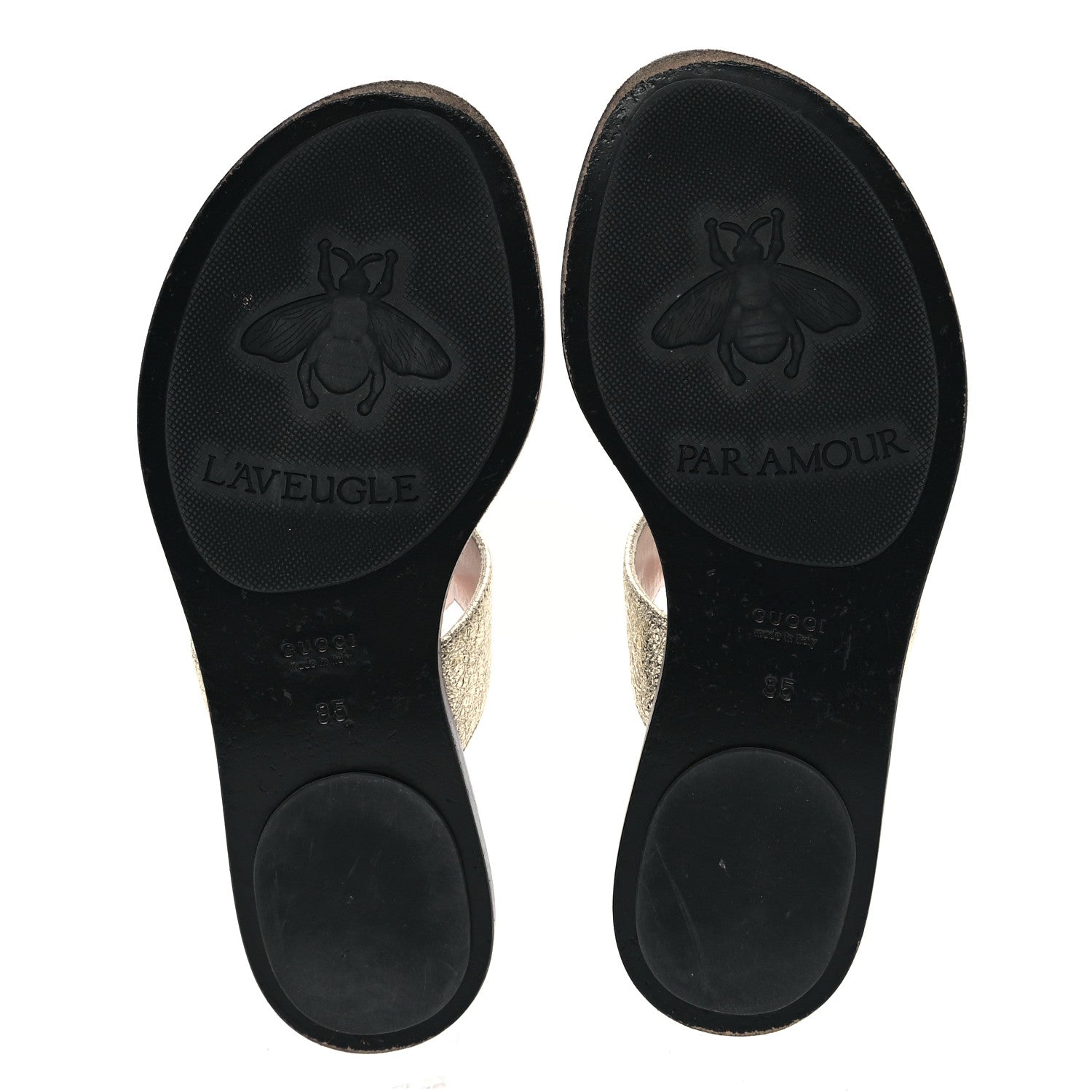 Gucci Nappa Silk Galassia GG Marmont Thong Flat Sandals 35 Platino 6 of 9