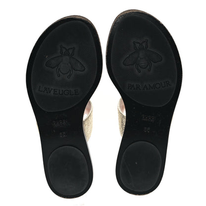 Gucci Nappa Silk Galassia GG Marmont Thong Flat Sandals 35 Platino 6 of 9