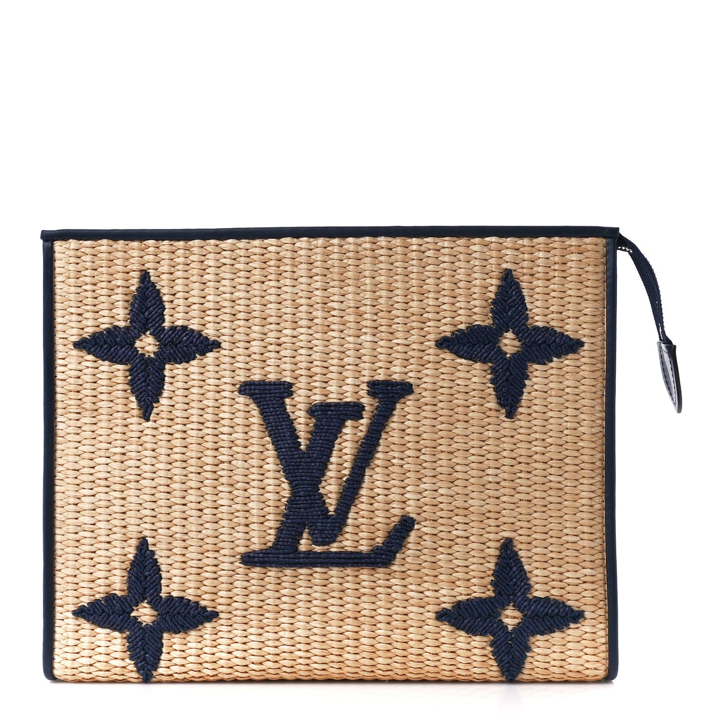 Raffia Calfskin Monogram Giant Toiletry Pouch 26 Blue